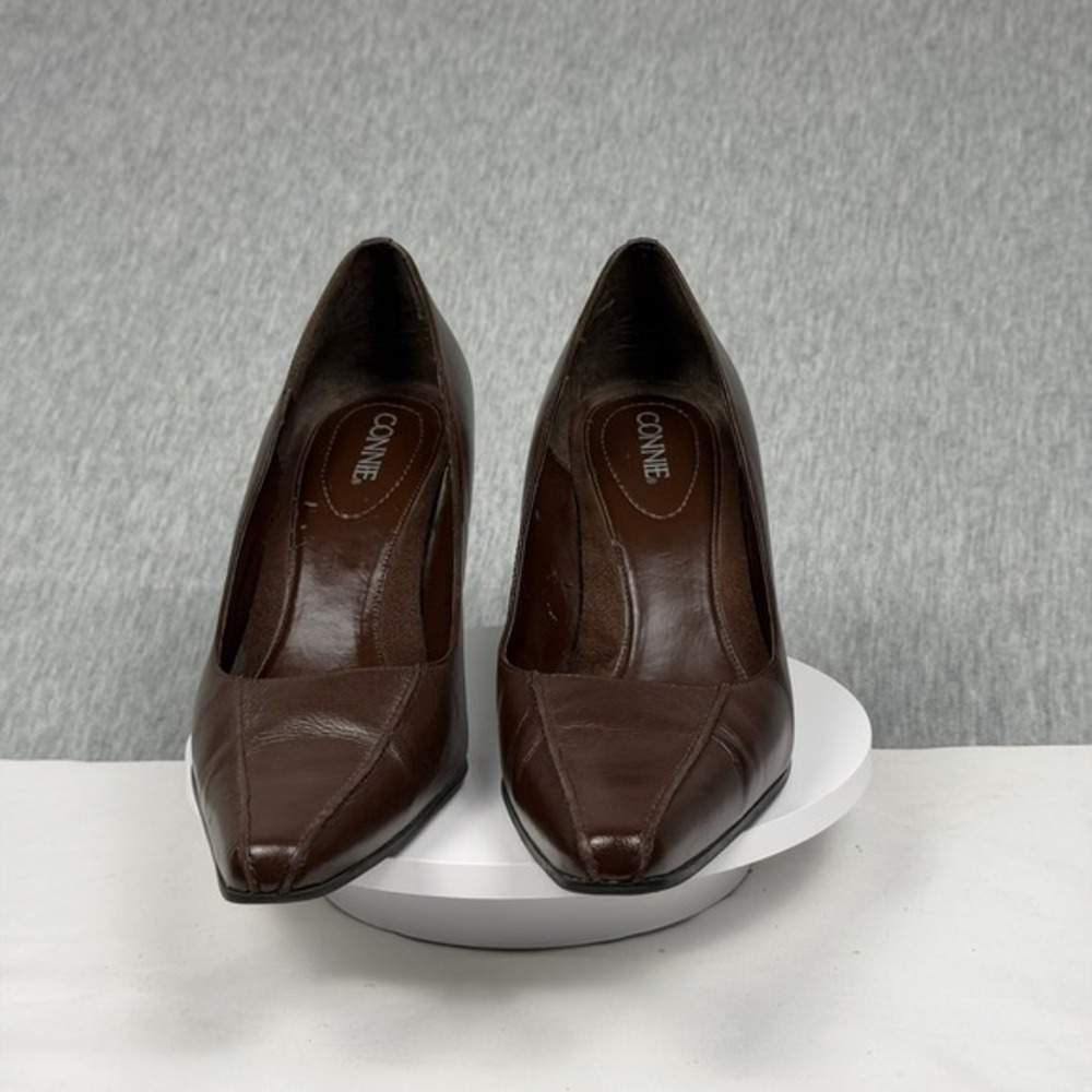Connie Streep 2 Brown Leather Pointed Square Toe High Heel Pumps Mens 9M